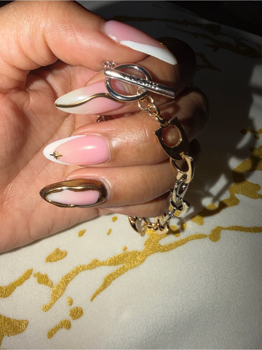 Coach Two-Tone Link Bracelet - Gold and Silver - Picture 4 of 6